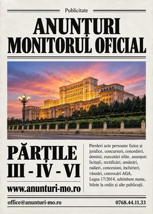 Publicare anunț în Monitorul Oficial