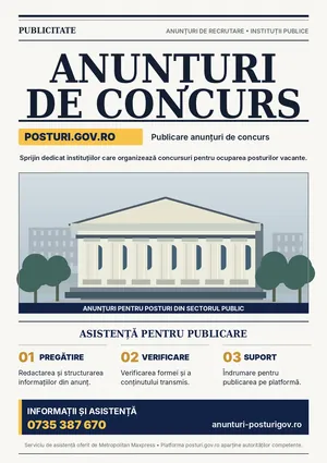 Publicare anunțuri de concurs pe posturi.gov.ro