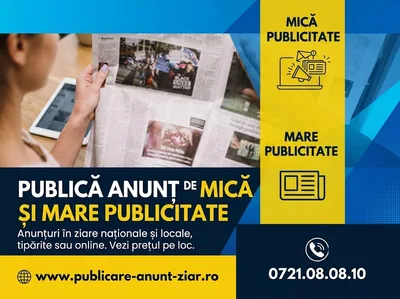 Publică anunț de mică și mare publicitate în ziare naționale și locale